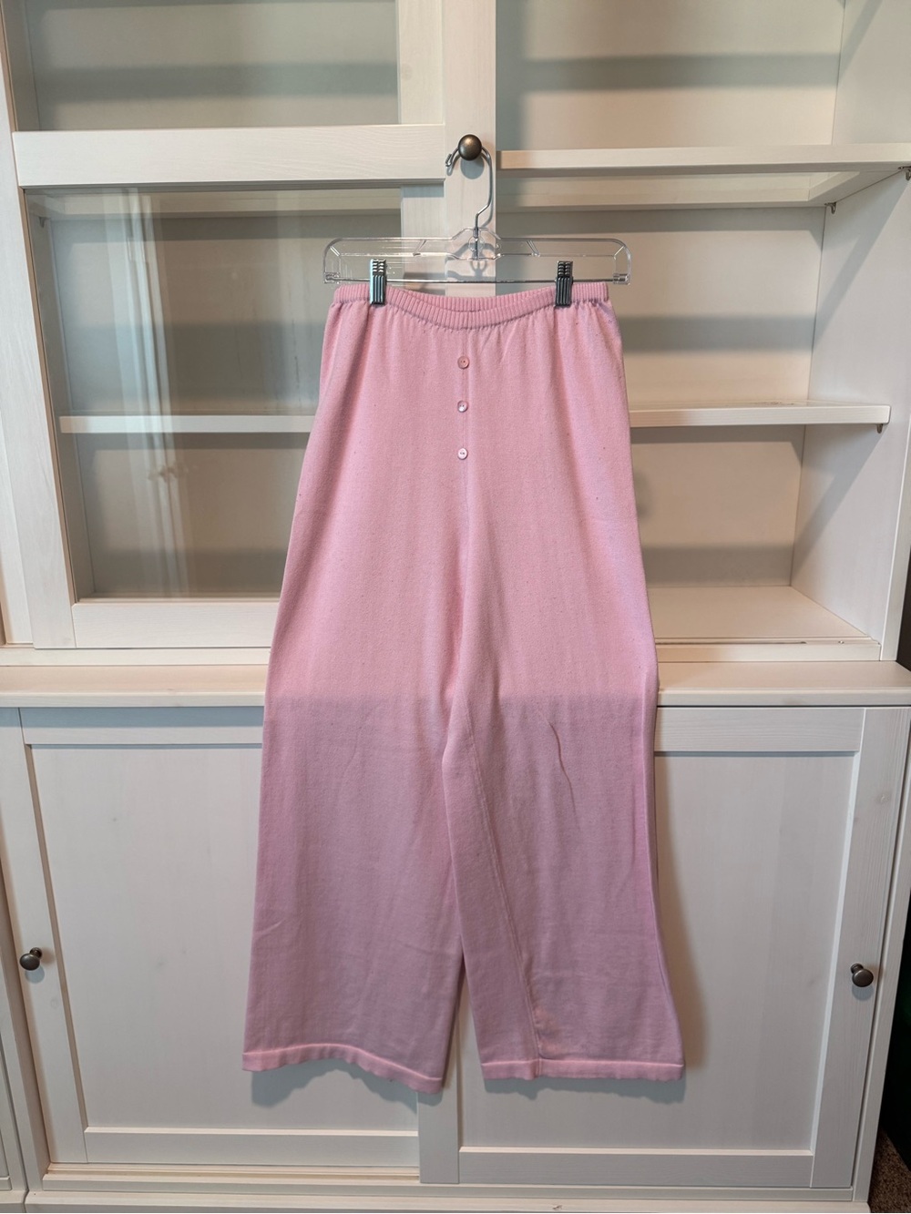 Soft Pink Wide-Leg Track Pants